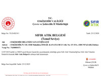Eskişehir OSB Sıfır Atık Belgesi aldı